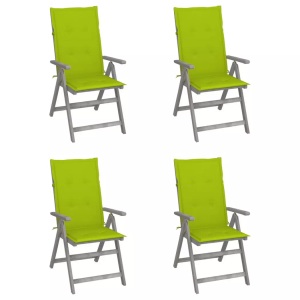 vidaXL, vidaXL Verstellbare Gartenstühle 4 Stk. mit Auflagen Massivholz Akazie, vidaXL Hochlehner Verstellbar 4 Stk. mit Auflagen Massivholz Akazie