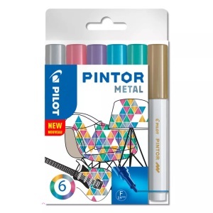 Pilots, Pilots Pilot Marker Pintor Metal Fein, 6-er, Pilot Marker Set Pintor, 1.0mm, metallic, S6/0517443, (6 Farben)