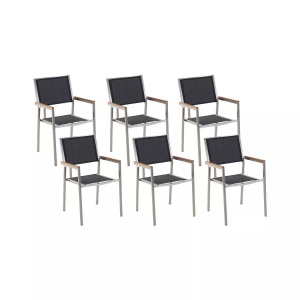 Beliani, Beliani Gartenstuhl schwarz 6er Set Edelstahl GROSSETO, Beliani - Gartenstuhl 6er Set aus Edelstahl Industriell GROSSETO, One Size, Schwarz