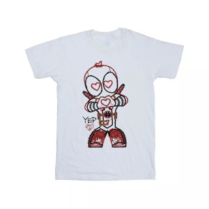 Marvel, Deadpool Love Beam Line Tshirt Unisex Weiss 140/146