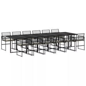 vidaXL, vidaXL 13-tlg. Garten-Essgruppe mit Kissen Schwarz Poly Rattan