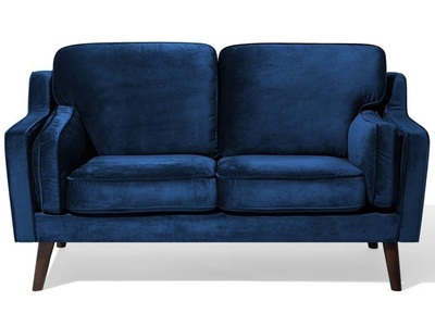 Beliani, Beliani 2-Sitzer Sofa Polsterbezug dunkelblau LOKKA, Beliani - 2 Sitzer Sofa aus Samtstoff Glamourös LOKKA, One Size, Dunkelblau