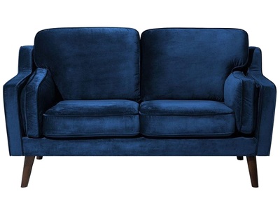 Beliani, Beliani 2-Sitzer Sofa Polsterbezug dunkelblau LOKKA, Beliani - 2 Sitzer Sofa aus Samtstoff Glamourös LOKKA, One Size, Dunkelblau