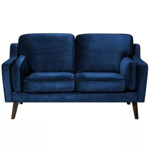 Beliani, Beliani 2-Sitzer Sofa Polsterbezug dunkelblau LOKKA, Beliani - 2 Sitzer Sofa aus Samtstoff Glamourös LOKKA, One Size, Dunkelblau
