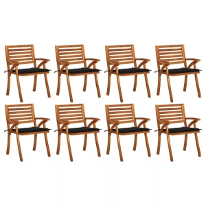 vidaXL, vidaXL Gartenstühle mit Kissen 8 Stk. Massivholz Akazie, vidaXL Gartenstühle mit Kissen 8 Stk. Massivholz Akazie