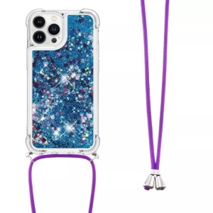 Cover-Discount, iPhone 15 Pro - Glitzer Hülle mit Umhängeband, Cover-Discount - iPhone 15 Pro Glitzer Hülle Mit Umhängeband, Weiss Bunt