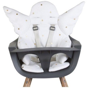Childhome, Engel Kissen für Hochstuhl oder Babywippe, Jersey Weiß Gold Dots, Childhome, CHILDHOME Sitzpolster für Hochstuhl, Engel weiss getupft