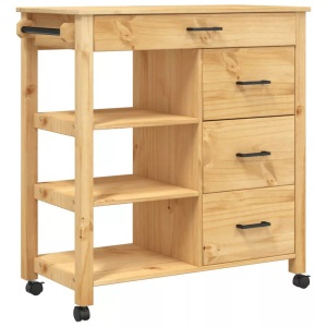 vidaXL, vidaXL Küchenwagen MONZA 84x40x90 cm Massivholz Kiefer, vidaXL Küchenwagen MONZA 84x40x90 cm Massivholz Kiefer
