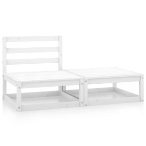 vidaXL, vidaXL 2-tlg. Garten-Lounge-Set Weiß Kiefer Massivholz