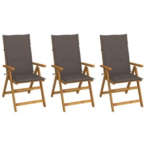 vidaXL, vidaXL Klappbare Gartenstühle 3 Stk. mit Auflagen Massivholz Akazie, vidaXL Klappbare Gartenstühle 3 Stk. mit Auflagen Massivholz Akazie
