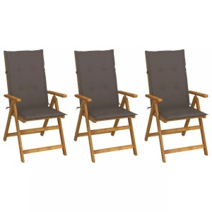 vidaXL, vidaXL Klappbare Gartenstühle 3 Stk. mit Auflagen Massivholz Akazie, vidaXL Klappbare Gartenstühle 3 Stk. mit Auflagen Massivholz Akazie