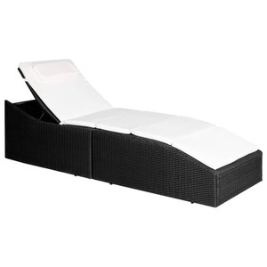 Diverse Hardware, Sonnenliege mit Polsterauflage Poly Rattan Schwarz