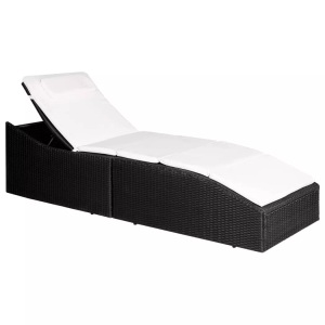Diverse Hardware, Sonnenliege mit Polsterauflage Poly Rattan Schwarz, vidaXL Sonnenliege mit Polsterauflage Poly Rattan Schwarz