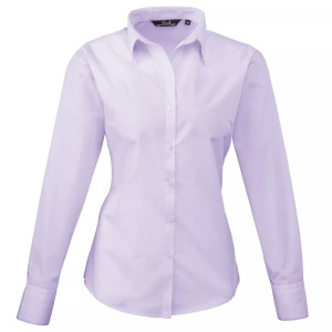 Premier, Popeline Bluse Arbeitshemd, Langärmlig Damen Flieder 32, PREMIER - Bluse Langärmlig, für Damen, Flieder, Größe 32