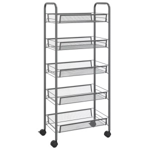 vidaXL, vidaXL Küchenwagen 5 Etagen Grau 46x26x105 cm Eisen, vidaXL Küchenwagen 5 Etagen Grau 46x26x105 cm Eisen