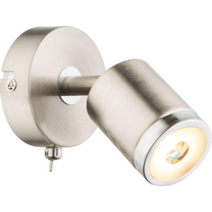 Globo, GLOBO COMORE LED Strahler nickel matt, Chrom, Acryl satiniert, Schalter, BxH:80x120, A, LED Strahler nickel matt 1xLED 8x12