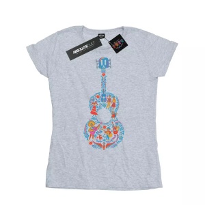 Disney, Coco Guitar Pattern Tshirt Damen Grau S