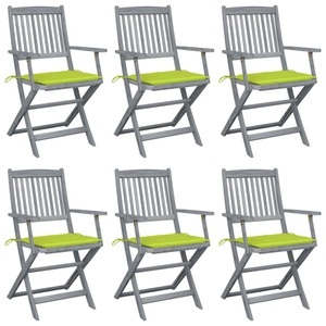 vidaXL, vidaXL Klappbare Gartenstühle 6 Stk. mit Sitzkissen Massivholz Akazie