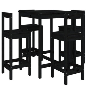 vidaXL, vidaXL 5-tlg. Gartenbar-Set Schwarz Massivholz Kiefer, vidaXL 5-tlg. Gartenbar-Set Schwarz Massivholz Kiefer