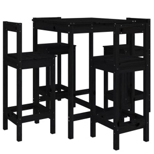 vidaXL, vidaXL 5-tlg. Gartenbar-Set Schwarz Massivholz Kiefer, vidaXL 5-tlg. Gartenbar-Set Schwarz Massivholz Kiefer