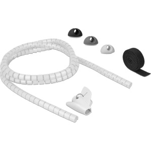 Delock, 18392 Kabel-Organizer Tisch/Wand Kabel-Flexrohr Schwarz, Grau, Weiß, Delock Kabelschlauch Kabelmanagement Set Grau Schwarz Weiss