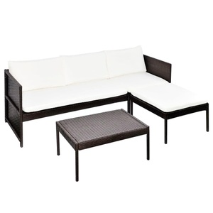 Diverse Hardware, 3-tlg. Garten-Lounge-Set mit Auflagen Poly Rattan Braun, vidaXL 3-tlg. Garten-Lounge-Set mit Auflagen Poly Rattan Braun