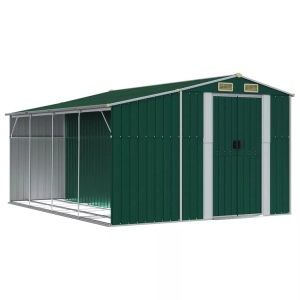 vidaXL, vidaXL Gerätehaus Grün 277x365,5x179 cm Verzinkter Stahl, VidaXL - Gartenhaus stahl, One Size, Grün