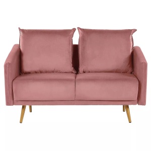 Beliani, 2 Sitzer Sofa aus Samtstoff Retro MAURA 2 Sitzer Sofa aus Samtstoff Retro MAURA, Beliani - 2 Sitzer Sofa aus Samtstoff Glamourös MAURA, One Size, Pink