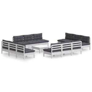 vidaXL, vidaXL 13-tlg. Garten-Lounge-Set mit Anthrazit Kissen Kiefernholz