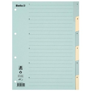 Biella, Kartonregister Taben Verstärkt, Teilung 1-6 - X 25 Unisex Blau A4, 