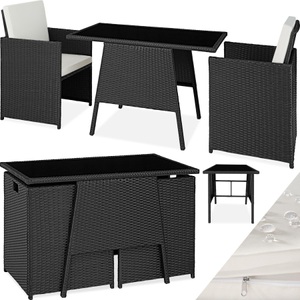 TecTake, Rattan Sitzgruppe Lausanne Rattan Sitzgruppe Lausanne, Tectake - Rattan Sitzgruppe Lausanne 2+1, 3 Stück, Schwarz