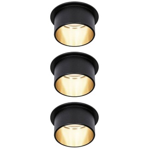Paulmann, Paulmann Gil LED-Einbau schwarz matt/gold 3er-Set, Paulmann LED Deckenspot »LED Gil Coin«, 3 flammig