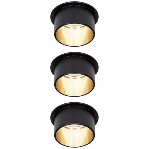 Paulmann, Paulmann Gil LED-Einbau schwarz matt/gold 3er-Set, Paulmann LED Deckenspot »LED Gil Coin«, 3 flammig