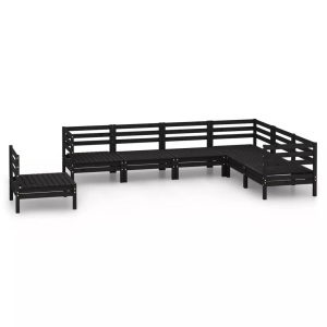 vidaXL, vidaXL 7-tlg. Garten-Lounge-Set Massivholz Kiefer Schwarz