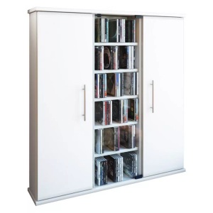VCM, Holz CD DVD Stand Regal Schrank Aufbewahrung Standregal Santo Glastür Holz CD DVD Stand Regal Schrank Aufbewahrung Standregal Santo Glastür, VCM - CD Regal Holz | Schrank mit 1 ESG-Sicherheitsglastür und 2 Holztüren für 450 CDs oder 195 DVDs 108-Videos Maße: H. 92 x B. 86 T. 18 cm |, One Size, Weiss