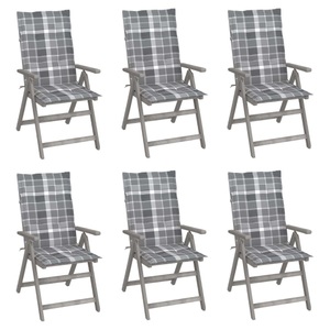 vidaXL, vidaXL Verstellbare Gartenstühle 6 Stk. mit Auflagen Massivholz Akazie