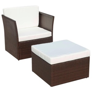 Diverse Hardware, Gartensessel mit Fusshocker Poly Rattan Braun