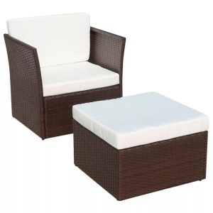 Diverse Hardware, Gartensessel mit Fusshocker Poly Rattan Braun, vidaXL Gartensessel mit Fußhocker Poly Rattan Braun