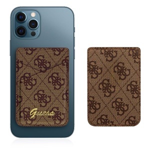 Guess, Guess - Triangle Magnetische MagSafe Leder Wallet Kreditkarten Halterung (GUWMS4GTLBR) - Braun