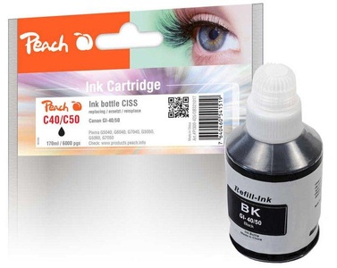 Peach, Peach Tintenbehälter pigm. schwarz kompatible zu Canon GI-40/50PGBK, Peach Tinte Canon GI-40/50 Pigmented Black