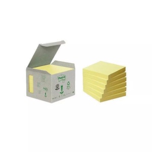 POST-IT, POST-IT Haftnotizen Recycling 76x76mm 654-1B gelb 6x100 Blatt, 3M Post-it Haftnotizen Recycling, 76mm x 76mm, gelb, 654-1B, (6 x 100 Blatt)
