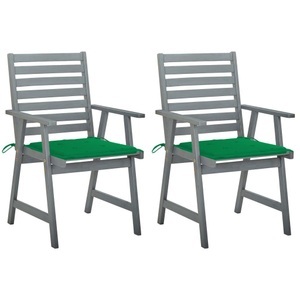 vidaXL, vidaXL Garten-Essstühle mit Kissen 2 Stk. Massivholz Akazie, vidaXL Garten-Essstühle mit Kissen 2 Stk. Massivholz Akazie