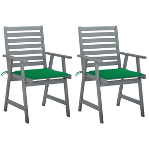 vidaXL, vidaXL Garten-Essstühle mit Kissen 2 Stk. Massivholz Akazie
