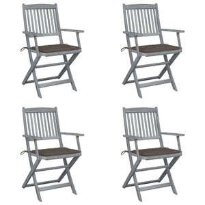 vidaXL, vidaXL Klappbare Gartenstühle 4 Stk. mit Sitzkissen Massivholz Akazie