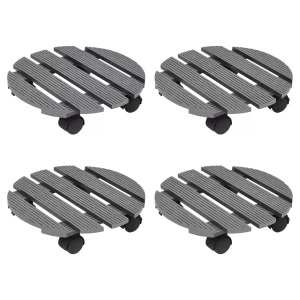 vidaXL, vidaXL Pflanzenroller 4 Stk. Grau Ø30x7,5 cm WPC, VidaXL - Pflanzenroller wpc, One Size, Grau