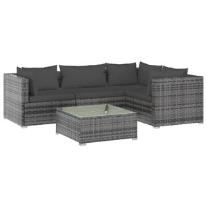vidaXL, vidaXL 5-tlg. Garten-Lounge-Set mit Kissen Poly Rattan Grau, 