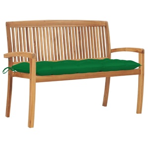 vidaXL, vidaXL Stapelbare Gartenbank mit Auflage 128,5 cm Massivholz Teak, 