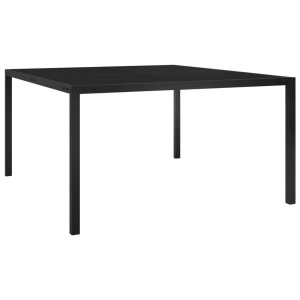 vidaXL, vidaXL Gartentisch 130x130x72 cm Schwarz Stahl und Glas, vidaXL Gartentisch 130x130x72 cm Schwarz Stahl und Glas