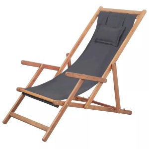 Diverse Hardware, Klappbarer Strandstuhl Stoff und Holzrahmen Grau, vidaXL Klappbarer Strandstuhl Stoff und Holzrahmen Grau
