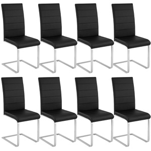 TecTake, 8 Esszimmerstühle Schwingstühle - schwarz, 